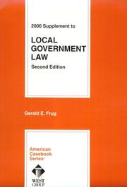 Cover of: 2000 Supplement to Local Government Law