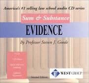 Cover of: Goode's Sum and Substance Audio Set on Evidence, 2d