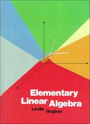 Cover of: Elementary linear algebra by Leslie Hogben