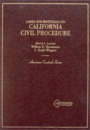 Cover of: Cases and materials on California civil procedure