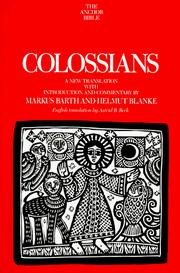 Cover of: Colossians (Anchor Bible) by Markus Barth, Helmut Blanke