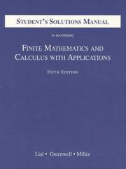 Cover of: Student's Solutions Manual to Accompany Finite Mathematics and Calculus With Applications