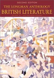 Cover of: The Longman Anthology of British Literature, Volume 2C by David Damrosch, Kevin Dettmar, Jennifer Wicke