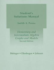 Cover of: Elementary and Intermediate Algebra: Graphs and Models