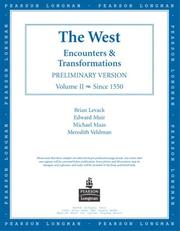 Cover of: The West: Encounters & Transformations, Preliminary Version, Volume II (Chapters 14-29)