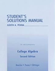 Cover of: Student's Solutions Manual to Accompany College Algebra by Judith A. Beecher, Judith A. Penna