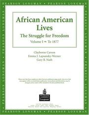 Cover of: African American Lives, American History, Preliminary Edition, Volume I