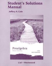 Cover of: Prealgebra Student's Solutions Manual