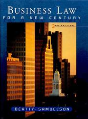 Cover of: Business law for a new century by Jeffrey F. Beatty