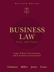 Cover of: Business Law by Kenneth W. Clarkson, Gaylord A. Jentz, Frank B. Cross, Roger LeRoy Miller