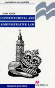 Cover of: Constitutional and administrative law by John Alder
