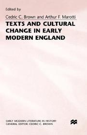 Cover of: Texts and cultural change in early modern England