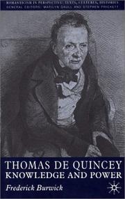 Cover of: Thomas De Quincey: knowledge and power