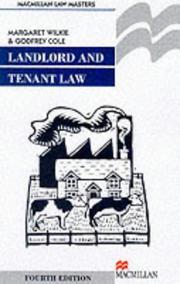 Cover of: Landlord and Tenant Law (Palgrave Law Masters) by Margaret Wilkie, Godfrey Cole