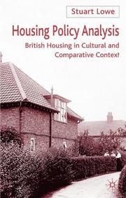 Cover of: Housing Policy Analysis: British Housing in Culture and Comparative Context