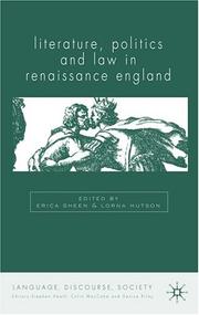 Cover of: Literature, politics, and law in Renaissance England