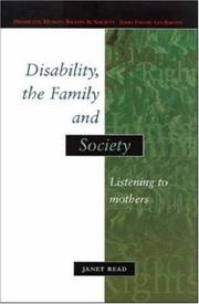 Cover of: Disability, The Family And Society (Disability, Human Rights, and Society)