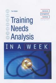 Cover of: Training Needs Analysis in a Week (In a Week) by Tom Holden