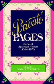 Cover of: Private pages by edited by Penelope Franklin.