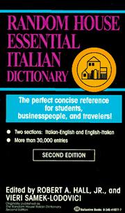 Cover of: Essential Italian Dictionary by Robert Anderson Hall