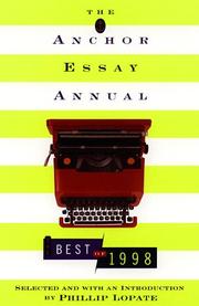 Cover of: The Anchor Essay Annual by Phillip Lopate