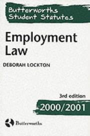 Cover of: Employment Law (Butterworths Student Statutes) by Deborah J. Lockton