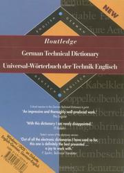 Cover of: Routledge German Technical Dictionary (diskette): Universal-Worterbuch der technik Englisch by Routledge