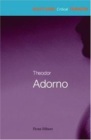 Cover of: Theodor Adorno (Routledge Critical Thinkers)