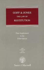 Cover of: Goff and Jones: Restitution: 1st Supplement to the 5th Edition (Common Law Library)