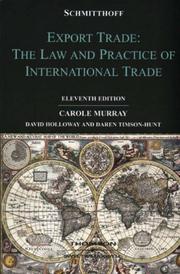 Schmitthoff's Export Trade by Carole Murray, Leo D'Arcy, Barbara Cleave