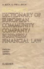 Cover of: Elsevier's Dictionary of European Community Company/Business/Financial Law