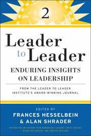 Cover of: Leader to Leader 2: Enduring Insights on Leadership from the Leader to Leader Institute's Award Winning Journal (J-B Leader to Leader Institute/PF Drucker Foundation)