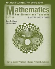 Cover of: Mathematics for Elementary Teachers, Michigan Correlation Guide Book by Gary L. Musser, William F. Burger, Blake E. Peterson