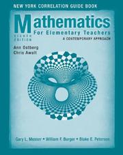 Cover of: Mathematics for Elementary Teachers, New York Correlation Guide Book: A Contemporary Approach