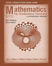 Cover of: Mathematics for Elementary Teachers, Texas Correlationn Guide Book: A Contemporary Approach