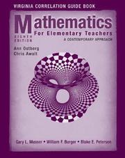 Cover of: Mathematics for Elementary Teachers, Virginia Correlation Guide Book: A Contemporary Approach