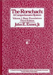 Cover of: 3 Volume Set (Set consists of Vol. 1 3rd Edition; Vols. 2 & 3 2nd Edition), The Rorschach: A Comprehensive System, 3rd Edition