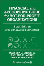 Cover of: Financial and Accounting Guide for Not-For-Profit Organizations: 2003 Cumulative Supplement (Wiley Nonprofit Law, Finance and Management Series)