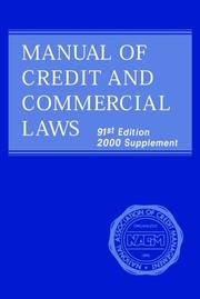Cover of: Manual of Credit & Commercial Laws: January 2000 Supplement (Manual of Credit and Commercial Laws. Supplement)