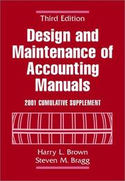 Cover of: Design and Maintenance of Accounting Manuals: 2001 Cumulative Supplement