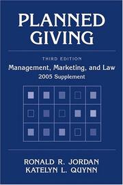 Cover of: Planned Giving: Management, Marketing, and Law, 2005 Supplement