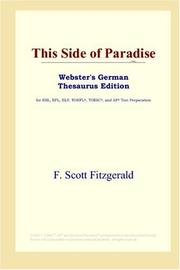 Cover of: This Side of Paradise (Webster's German Thesaurus Edition) by F. Scott Fitzgerald
