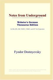 Cover of: Notes from Underground (Webster's German Thesaurus Edition) by Фёдор Михайлович Достоевский