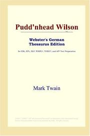 Cover of: Pudd'nhead Wilson (Webster's German Thesaurus Edition) by Mark Twain