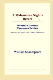 Cover of: A Midsummer Night's Dream (Webster's German Thesaurus Edition) by William Shakespeare