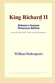 Cover of: King Richard II (Webster's German Thesaurus Edition) by William Shakespeare