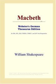 Cover of: Macbeth (Webster's German Thesaurus Edition) by William Shakespeare