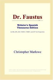 Cover of: Dr. Faustus (Webster's Spanish Thesaurus Edition) by Christopher Marlowe