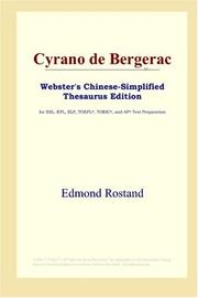 Cover of: Cyrano de Bergerac (Webster's Chinese-Simplified Thesaurus Edition) by Edmond Rostand