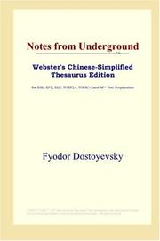 Cover of: Notes from Underground (Webster's Chinese-Simplified Thesaurus Edition) by Фёдор Михайлович Достоевский